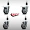 Service Caster 4'' SS Thermoplastic Rubber Swivel 1-3/8'' Expanding Stem Caster Set 2 Total Lock Brakes, 4PK SCC-SSEXTTL20S414-TPRB-2-S-2-138 - alternate 4